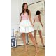 Rochie eleganta baby doll roz pal din dantela cu volane suprapuse Caryne 4 - jojofashion.ro