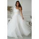 Rochie eleganta de bal, lunga, din tulle si dantela alba, cu un umar gol si maneca lunga, Azelle 3 - jojofashion.ro