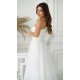 Rochie eleganta de bal, lunga, din tulle si dantela alba, cu un umar gol si maneca lunga, Azelle 4 - jojofashion.ro