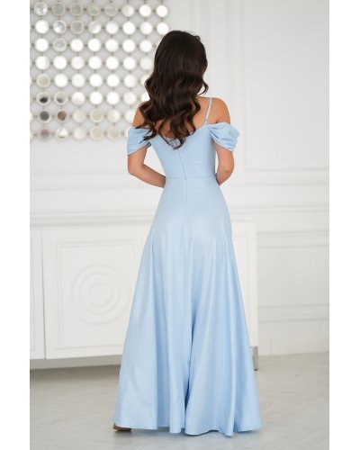 Rochie eleganta lunga glitter baby blue cu umerii goi vaporoasa Delight Rochii lungi, Rochie eleganta lunga glitter baby blue cu umerii goi vaporoasa Delight - jojofashion.ro