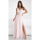 Rochie lunga eleganta bej din tulle vaporoasa cu floare decorativa Dyandra 4 - jojofashion.ro