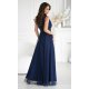 Rochie eleganta lunga bleumarin vaporoasa din tulle cu floare decorativa Dyandra 3 - jojofashion.ro