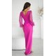Rochie eleganta lunga cu paiete roz fucsia cu maneca lunga petrecuta Deluxe 3 - jojofashion.ro