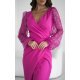 Rochie eleganta lunga cu paiete roz fucsia cu maneca lunga petrecuta Deluxe 4 - jojofashion.ro