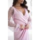Rochie eleganta lunga cu paiete roz pastel cu maneca lunga petrecuta Deluxe 4 - jojofashion.ro