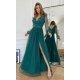 Rochie lunga eleganta verde din tulle cu maneca lunga SplendorB 2 - jojofashion.ro