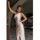 Rochie lunga din satin bej cu un umar gol Lisbeth 4 - jojofashion.ro