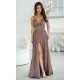 Rochie eleganta lunga, din satin cappuccino, Aleeza Rochie eleganta lunga, din satin cappuccino, Aleeza 3 - jojofashion.ro