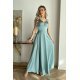 Rochie eleganta lunga, din satin, menta, Aleeza 3 - jojofashion.ro