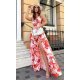 Rochie lunga din satin orange cu flori Amanda 4 - jojofashion.ro