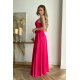 Rochie eleganta lunga, din satin, roz fucsia, Aleeza 3 - jojofashion.ro