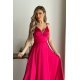 Rochie eleganta lunga, din satin, roz fucsia, Aleeza 4 - jojofashion.ro