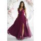 Rochie eleganta lunga din tulle burgundy vaporoasa cu floare decorativa Dyandra 2 - jojofashion.ro