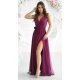 Rochie eleganta lunga din tulle burgundy vaporoasa cu floare decorativa Dyandra 6 - jojofashion.ro