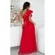 Rochie eleganta rosie lunga din tulle cu un umar gol si volan din satin Irresistible 3 - jojofashion.ro