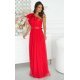 Rochie eleganta rosie lunga din tulle cu un umar gol si volan din satin Irresistible 6 - jojofashion.ro