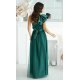 Rochie eleganta lunga din tulle verde smarald cu un umar gol si volan din satin Irresistible 5 - jojofashion.ro