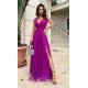 Rochie lunga eleganta din tulle violet bishop vaporoasa Andreea 2 - jojofashion.ro