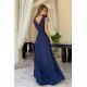 Rochie lunga eleganta bleumarin navy din vascoza Andra 3 - jojofashion.ro