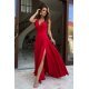 Rochie eleganta lunga, din vascoza rosie, crapata pe picior, petrecuta, Andra 4 - jojofashion.ro