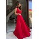 Rochie eleganta lunga, din vascoza rosie, crapata pe picior, petrecuta, Andra 5 - jojofashion.ro