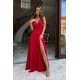 Rochie eleganta lunga, din vascoza rosie, crapata pe picior, petrecuta, Andra 6 - jojofashion.ro