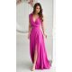 Rochie lunga roz fucsia din vascoza Andra 2 - jojofashion.ro