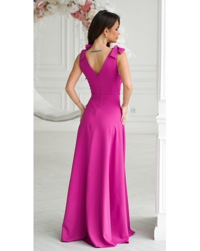 Rochie lunga roz fucsia din vascoza Andra Rochii lungi, Rochie lunga roz fucsia din vascoza Andra - jojofashion.ro