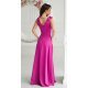 Rochie lunga roz fucsia din vascoza Andra 3 - jojofashion.ro