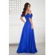Rochie eleganta lunga glitter albastra cu umerii goi vaporoasa Delight 3 - jojofashion.ro