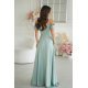 Rochie eleganta lunga glitter menta cu umerii goi vaporoasa Delight 5 - jojofashion.ro