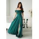 Rochie eleganta lunga glitter verde smarald cu umerii goi vaporoasa Delight 2 - jojofashion.ro