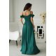 Rochie eleganta lunga glitter verde smarald cu umerii goi vaporoasa Delight 3 - jojofashion.ro