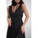 Rochie eleganta lunga neagra vaporoasa din tulle cu floare pe umar Dyandra 5 - jojofashion.ro
