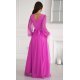 Rochie eleganta lunga roz bishop din tulle cu maneca lunga SplendorB 3 - jojofashion.ro