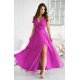 Rochie eleganta lunga roz bishop din tulle vaporoasa cu floare decorativa Dyandra 2 - jojofashion.ro