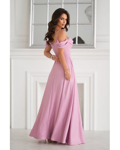 Rochie eleganta lunga glitter roz pal cu umerii goi vaporoasa Delight Rochii lungi, Rochie eleganta lunga glitter roz pal cu umerii goi vaporoasa Delight - jojofashion.ro