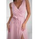 Rochie eleganta lunga roz prafuit din tulle cu floare decorativa vaporoasa Dyandra 5 - jojofashion.ro
