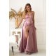 Rochie eleganta lunga satin roz pudra cu bust tip corset vaporoasa Saphira 6 - jojofashion.ro