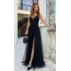 Rochie eleganta lunga neagra din tulle si dantela vaporoasa Isadora 2 - jojofashion.ro