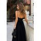 Rochie eleganta lunga neagra din tulle si dantela vaporoasa Isadora 5 - jojofashion.ro