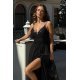 Rochie eleganta lunga, tulle si dantela, neagra, vaporoasa, Isadora 6 - jojofashion.ro