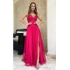 Rochie eleganta lunga roz zmeura din tulle si dantela vaporoasa Isadora