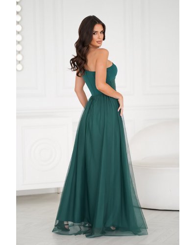 Rochie eleganta lunga verde cu tulle si paiete vaporoasa Louanna Rochii, Rochie eleganta lunga verde cu tulle si paiete vaporoasa Louanna - jojofashion.ro
