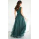 Rochie eleganta lunga verde vaporoasa din tulle cu floare decorativa Dyandra 3 - jojofashion.ro