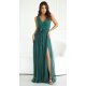Rochie eleganta lunga verde vaporoasa din tulle cu floare decorativa Dyandra 4 - jojofashion.ro