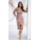 Rochie midi eleganta cappuccino cu paiete si maneca lunga Lavish Rochie midi eleganta cappuccino cu paiete si maneca lunga Lavish 2 - jojofashion.ro