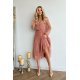 Rochie midi eleganta din tul cu glitter roz nude cu maneca lunga Petra 8 - jojofashion.ro