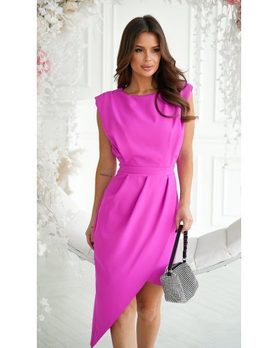 Rochie midi din vascoza roz fucsia Monalisa Rochii midi, Rochie midi din vascoza roz fucsia Monalisa - jojofashion.ro