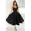 Rochie midi eleganta neagra din vascoza cu umerii goi in clos Fabiola